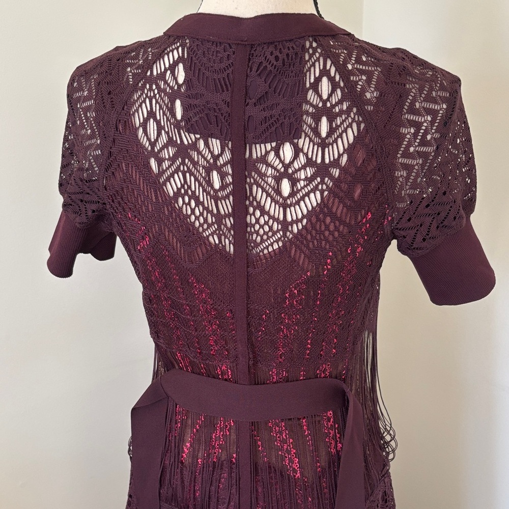 Byron Lars Deep Burgundy Midi Dress Size 4 - Picture 4 of 12